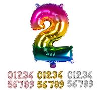 Boland - Globo de papel de aluminio con número, tamaño 36 cm, colores del arco iris, globo numérico, globo, helio, cumpleaños, aniversario, año de vida, fiesta sorpresa, decoración