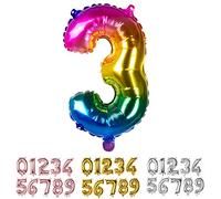 Boland - Globo Mylar Número '3' (36cm), multicolor, color Rainbow, 36 cm, 21983