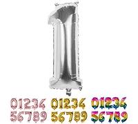 Boland - Globo número, tamaño 36 cm, plateado, globo número, número, globo, cumpleaños, aniversario, cumpleaños infantil, decoración, regalo