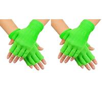 Boland - guantes sin dedos de neón, estilo años 80, brillan con luz negra, manguitos para fiestas temáticas, carnaval y festivales (Paquete de 2)