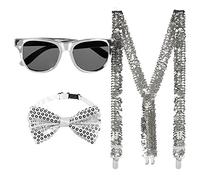 Boland - Juego de accesorios para fiestas, juego de 3 piezas, gafas, lazo y tirantes, lentejuelas brillantes, accesorios para disfraces, carnaval, nochevieja, fiesta de disfraces