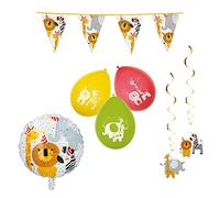 Boland - Juego de decoración de Safari, pequeño, decoración de fiesta, decoración, animales, banderines, globos y más, cumpleaños, día del niño.