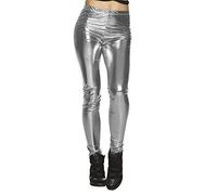 Boland - Legging Glance, plateado, brillante, elástico, opaco, para mujer, carnaval, fiesta de disfraces, Halloween, fiesta de disfraces, años 70