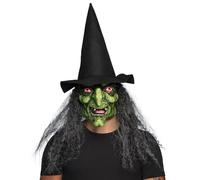 Boland - Máscara de látex de bruja Lucinda con pelo y sombrero | Máscara para disfraces de bruja, carnaval, Halloween y fiestas temáticas, cuentos de hadas