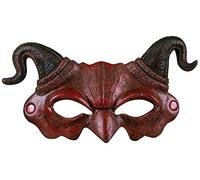 Boland Media máscara de espuma de demonio, calavera de esqueleto rojo con cuernos curvos, cómoda máscara de adulto para Halloween, carnaval y fiestas temáticas, talla única