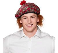Boland - Mister Tartan gorro, gorro con pelo, estampado a cuadros, disfraz a cuadros, accesorio, carnaval, fiesta de disfraces