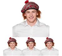Boland - Mister Tartan gorro, gorro con pelo, estampado a cuadros, disfraz a cuadros, accesorio, carnaval, fiesta de disfraces (Paquete de 4)
