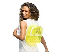 Boland - Mochila transparente neón con tirantes ajustables, 2 compartimentos con cremallera, bolso para festivales, disfraces y fiestas temáticas