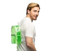 Boland - Mochila transparente neón con tirantes ajustables, 2 compartimentos con cremallera, bolso para festivales, disfraces y fiestas temáticas