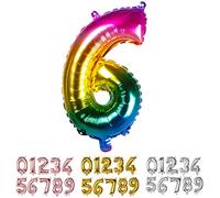 Boland - Número de globos de aluminio, tamaño 36 cm, colores del arco iris, globo numérico, número, globo, helio, cumpleaños, aniversario, año de vida, fiesta sorpresa