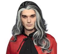 Boland - Peluca blanca y negra para hombre | Peluca de pelo largo blanco y negro para disfraz de vampiro