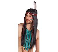 Boland 85783 - Peluca india Takoda, incluye diadema con plumas, pelo largo y liso, negro, para adultos, accesorios, accesorios de disfraces, fiesta temática, carnaval