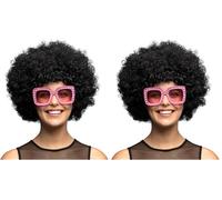 Boland - Peluca rizada para adultos, peinado corto de pelo sintético, peluca para carnaval, halloween y JGA, accesorios para disfraces (Paquete de 2)