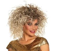 Boland - Peluca Rock Queen | Peluca rubia con rizos castaños al estilo rockero