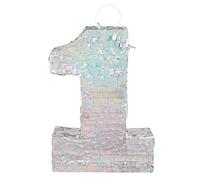 Boland - Piñata de figuras, tamaño 40 x 28 x 8 cm, figura holográfica, número, plata, aniversario, cumpleaños, decoración, juego de fiesta