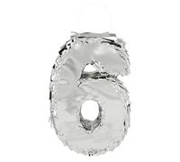 Boland - Piñata de números, 25 x 16 x 5 cm, número brillante para aniversario y cumpleaños, número, plata, decoración, juego para fiestas