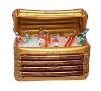 Boland - Recipiente inflable para bebidas Cofre del tesoro, 60 cm | Decoración y enfriadores de bebidas para fiestas en la piscina y la playa, juguetes acuáticos
