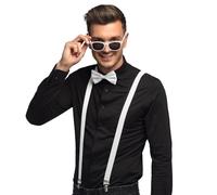 Boland - Juego de disfraces de 3 piezas, juego de accesorios con tirantes, gafas y pajarita, para festivales, JGA, carnaval y fiestas temáticas
