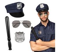 Boland - Set de Accesorios para Disfraz de policía | Conjunto de 4 piezas para disfraces, carnaval, fiestas temáticas y despedidas de soltero, policía, uniforme