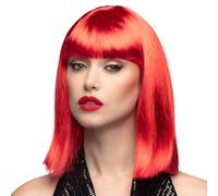 Boland Smiffy's-42142 Peluca glamurosa, Corta, despuntada con Flequillo, Color Rojo neón, Tamaño único (42142)