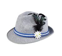 Boland - Sombrero de feria, gris-azul | Cintas y flor para la fiesta de la cerveza, trajes tradicionales, disfraces, carnaval y fiestas temáticas bávaras