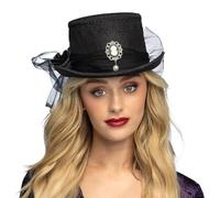 Boland - Sombrero Gótico, 58 cm | Chistera con broche y flor para disfraz, Carnaval, cosplay y Halloween