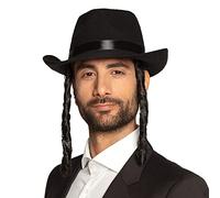 Boland - Sombrero para adulto, sombrero con rizos en las sienes, tocado, sacerdote, religión, accesorio, disfraz, carnaval, mascarada (Paquete de 4)