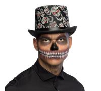 Boland - Sombrero Skull Blink, 59 cm | Sombrero de copa negro con calavera para disfraces, Halloween y Carnaval, zombi, esqueleto