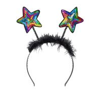 Boland - Tiara estrella con lentejuelas, diadema con plumas, tocado, disfraz, carnaval, fiesta temática, Nochevieja