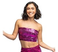Boland - Top de lentejuelas sin tirantes, banda elástica para festivales, fiestas temáticas, carnaval y discoteca, parte superior, atuendo de fiesta
