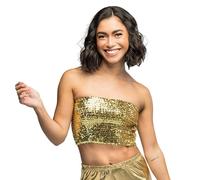 Boland - Top de lentejuelas sin tirantes, banda elástica para festivales, fiestas temáticas, carnaval y discoteca, parte superior, atuendo de fiesta