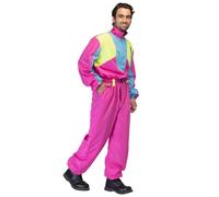 Boland - Traje retro de esquí Snow Glow para hombre de los años 80, rosa