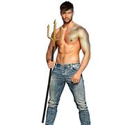 Boland Tridente Neptuno de 138 cm, 5 piezas, desmontable, accesorio de disfraz de sirena bajo el agua, dorado y negro (138 cm)