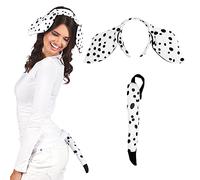Boland-29321 Kit de Orejas Dálmatas y Cola, Color Blanco, One Size (Ciao SRL 29321)