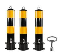 Bolardo Aparcamiento Bolardo Acero Seguridad Amarillo Pilares TráFico ExtraíBles Con Tiras Reflectantes Y DiseñO Bucle para Colgar Doble Cerradura Interior Apto para Estacionamientos 50cm-3
