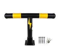 Bolardo de Bloqueo de Espacio de estacionamiento de automóviles Amarillo y Rojo, Forma de T, Barrera de estacionamiento de Acero Resistente Plegable, Barrera de Seguridad de Bloqueo Manual i
