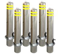 Bolardo de Bloqueo de Espacio, Poste de Advertencia de Bolardo con Bandas Reflectantes, metal Bolardo de estacionamiento resistente para carriles de calle de comunidades(Yellow - 6 PCS)