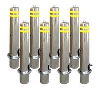 Bolardo de Bloqueo de Espacio, Poste de Advertencia de Bolardo con Bandas Reflectantes, metal Bolardo de estacionamiento resistente para carriles de calle de comunidades(Yellow - 8 PCS)