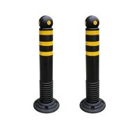 Bolardo De Caucho Con Franjas Reflectantes, Postes Delimitadores De Tráfico, Columnas De Advertencia, Para Entradas De Vehículos, Fábricas Y Estacionamientos(Black-2pc)