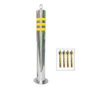 Bolardo de estacionamiento acero inoxidable con anillo elevación, barrera for mayor seguridad y control tráfico(76x650mm)