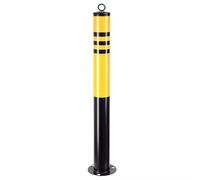 Bolardo de estacionamiento reflectante de acero amarillo SecuriPost 64,8 x 13 cm, barrera de tráfico para protección de vehículos y bloqueo visible para gestión de aparcamiento