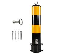 Bolardo de seguridad amarillo con base empotrada y cerradura, poste de bloqueo para estacionamientos subterráneos, bolardo de seguridad reflectante para zonas de tráfico sensible