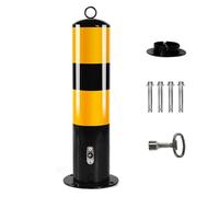 Bolardo de seguridad amarillo resistente, bolardos de acero extraíbles con cerradura para almacenes, barrera de seguridad de alta visibilidad reflectante para estacionamientos