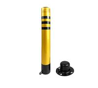 Bolardo de seguridad de acero amarillo extraíble - Poste de estacionamiento con cinta reflectante Pernos de anclaje Candado for estacionamiento de control(1PCS - yellow,23.6in)