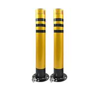 Bolardo de seguridad de acero amarillo extraíble - Poste de estacionamiento con cinta reflectante Pernos de anclaje Candado for estacionamiento de control(2PCS - yellow,29.5in)