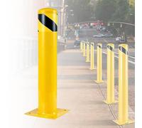 Bolardo de seguridad de acero de alta resistencia, con revestimiento de polvo amarillo, con 4 pernos de anclaje gratis, poste para bolardos de estacionamiento, para pasarelas(42in)
