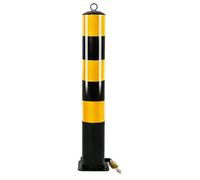 Bolardo de seguridad extraíble con cerradura y llave universal, poste de acero resistente con tira reflectante y argolla para colgar, barreras vehiculares duraderas y seguras(H-75CM)