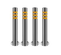 Bolardo de Seguridad Paquete De 4 Bolardo De Seguridad Para Estacionamiento De Acero Inoxidable Con Tira Reflectante, Poste De Tráfico Residencial Y Comercial Para Almacenes Y Garajes(39.4x2.5 in)