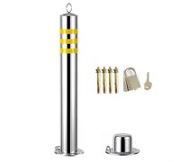 Bolardo de Seguridad para Entrada de Vehículos y Aceras, Poste de Barrera de Seguridad de Tubería de Calle Extraíble con 4 Pernos de Anclaje, con Cerradura y Llave(75cm/30in)