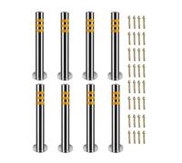 Bolardo De Seguridad Permanente De Acero Inoxidable 304, Poste De Barrera Exterior Con Tiras Reflectantes, Para Gestión Del Tráfico Y Estacionamiento(23.7x3 in)